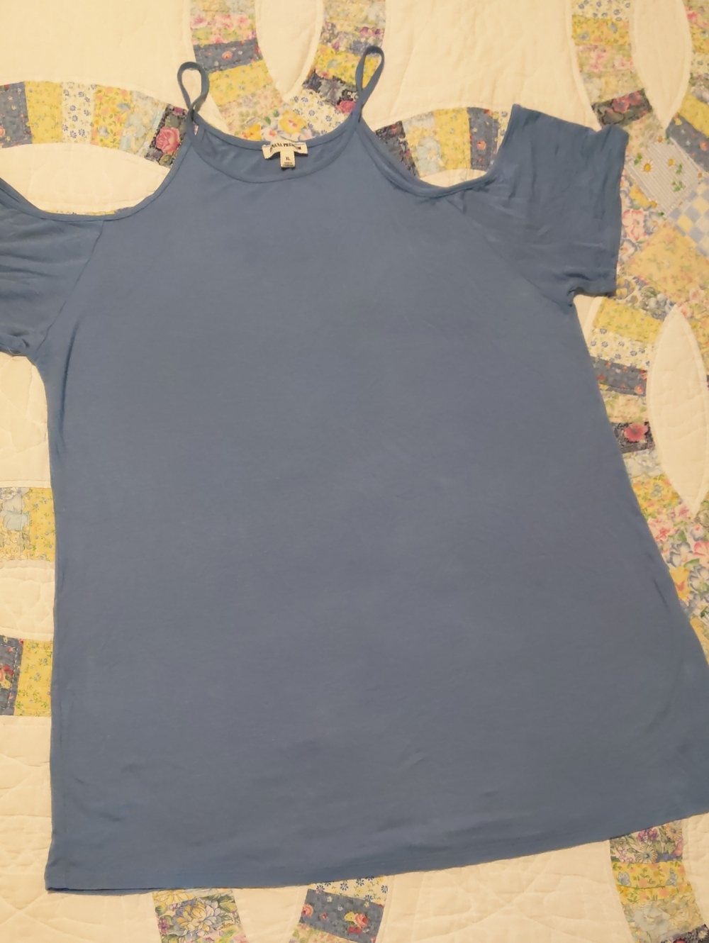 Zenana Outfitters Dusty Blue Cold Shoulder Tank Top